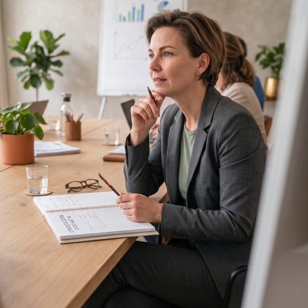 Professional maakt aantekeningen tijdens een werksessie