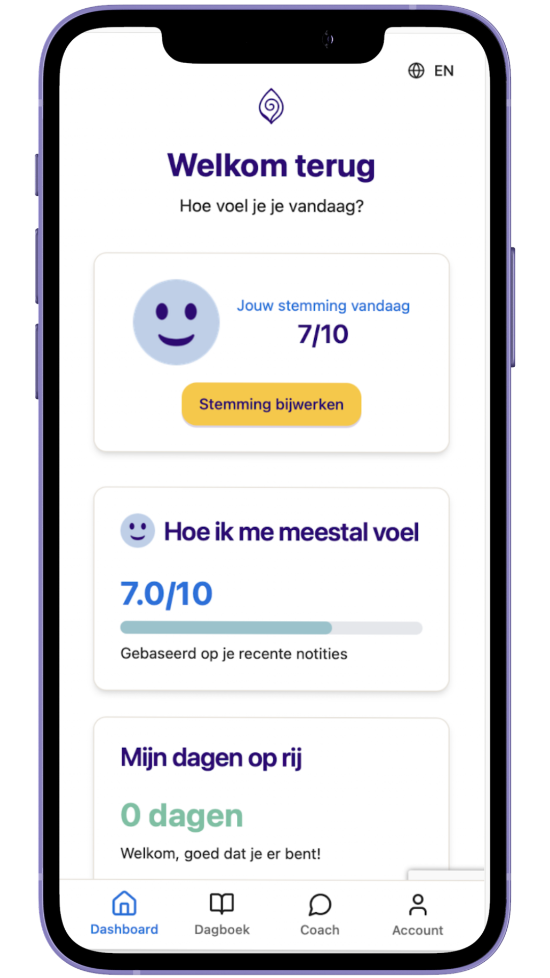 Schermafbeelding van de Qozy-app